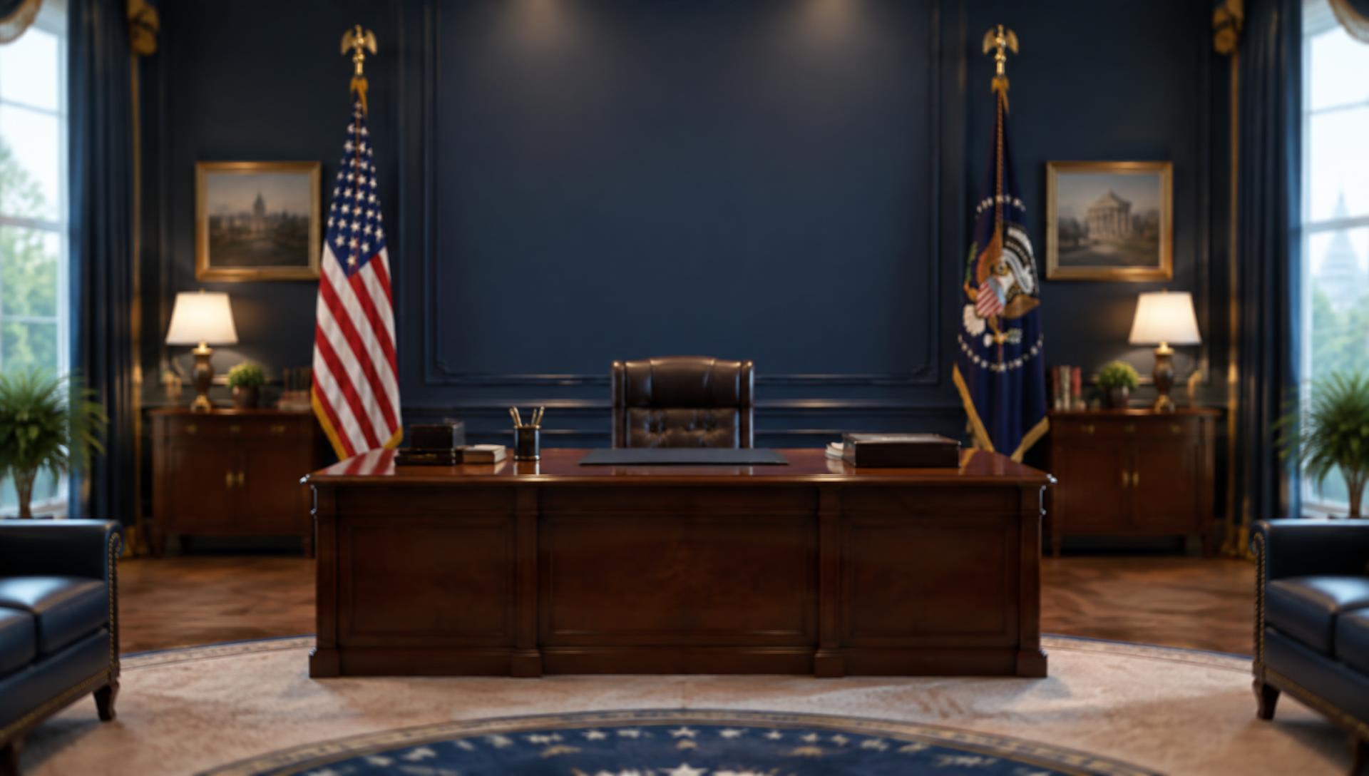 Official office with American flags
